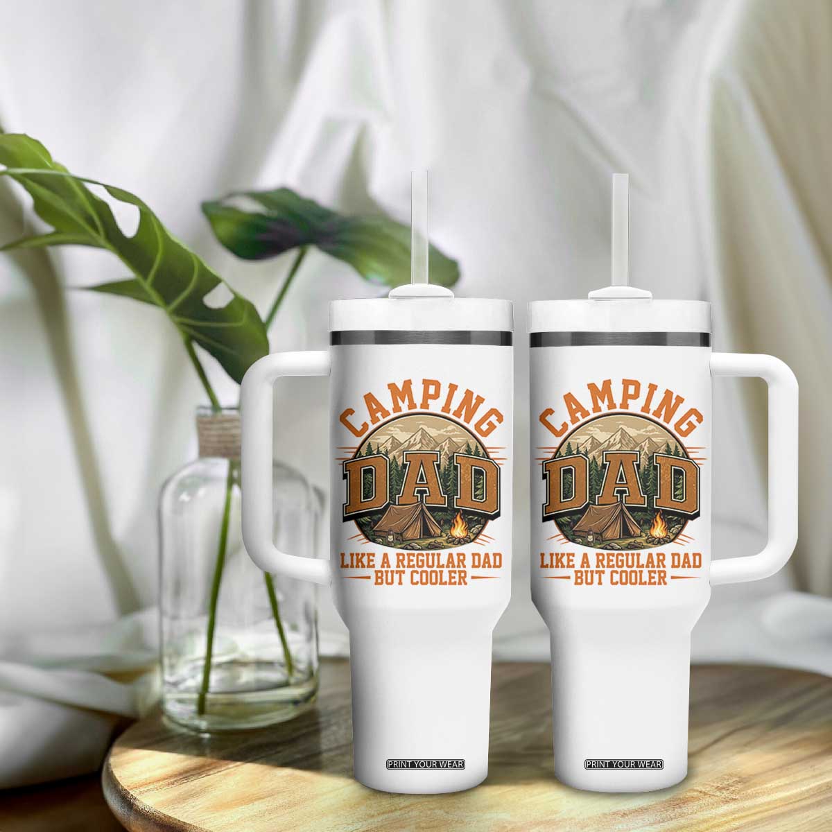 Camping Dad Like A Regular Dad But Cooler Tumbler With Handle Funny Fathers Day Gift TS12 Print Your Wear