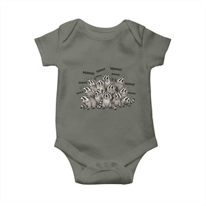 Funny Raccoon Mama Life Baby Onesie Motherhood Chaos Trash Panda TS12 Military Green Print Your Wear