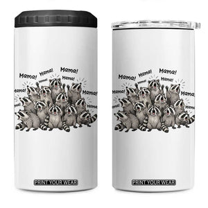 Funny Raccoon Mama Life 4 in 1 Can Cooler Tumbler Motherhood Chaos Trash Panda TS12 One Size: 16 oz White Print Your Wear