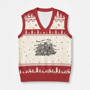 Funny Raccoon Mama Life V-Neck Knit Sweater Vest Motherhood Chaos Trash Panda TS12 Beige Red Print Your Wear