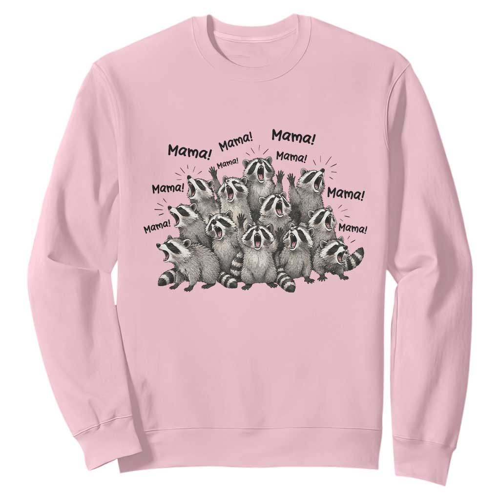 Funny Raccoon Mama Life Sweatshirt Motherhood Chaos Trash Panda TS12 Light Pink Print Your Wear