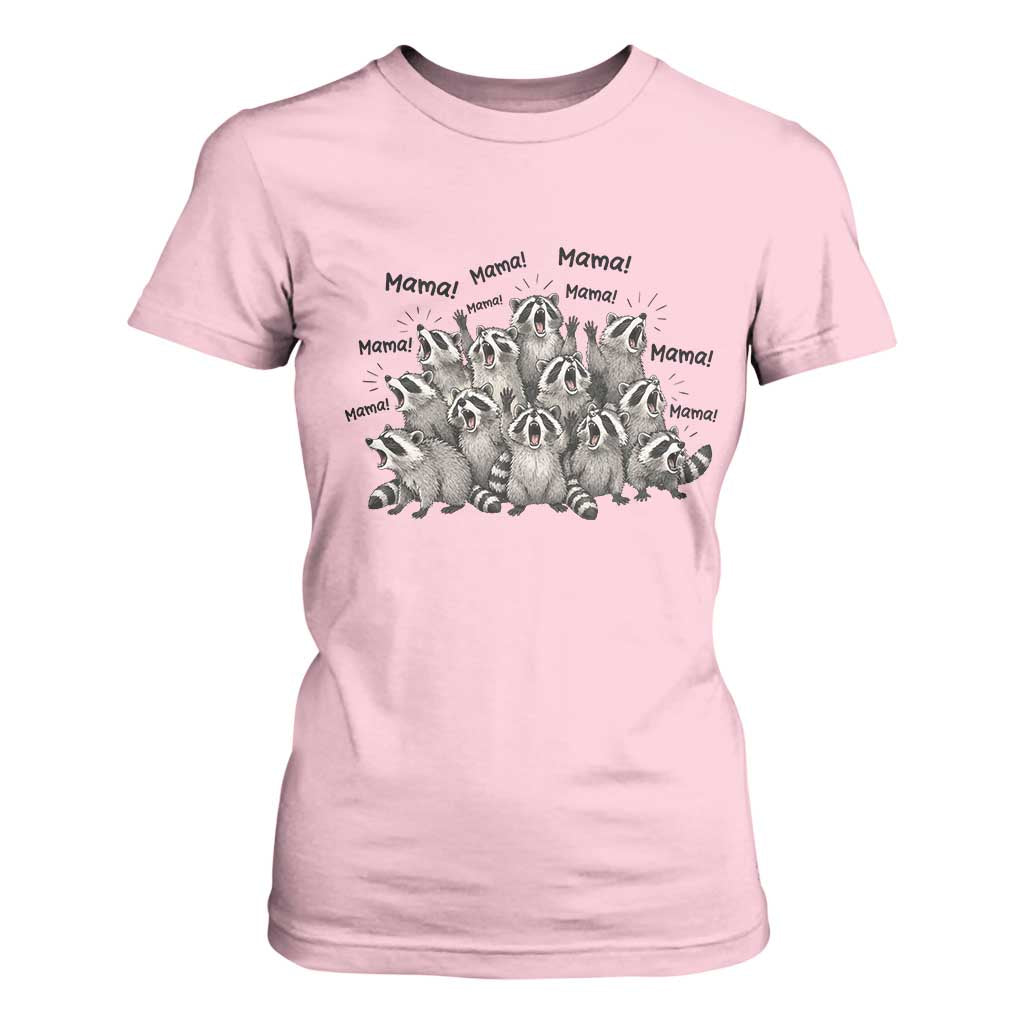 Funny Raccoon Mama Life T Shirt For Women Motherhood Chaos Trash Panda TS12 Light Pink Print Your Wear