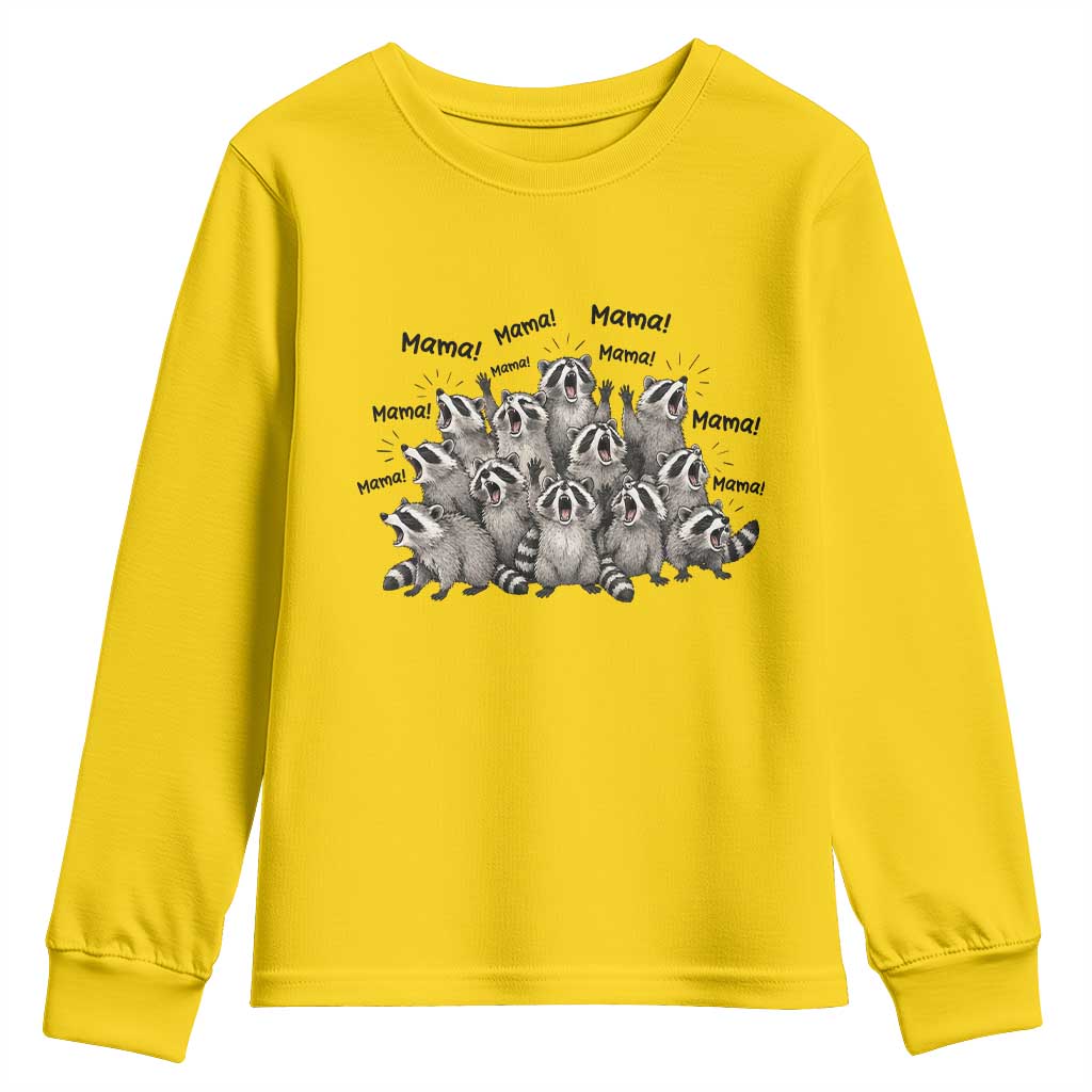 Funny Raccoon Mama Life Youth Sweatshirt Motherhood Chaos Trash Panda TS12 Daisy Print Your Wear