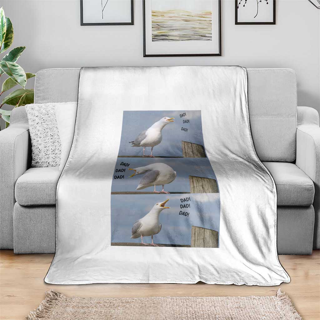 Funny Seagull Papa Throw Blanket Fathers Day Gift Ocean Life Dad Graphic TS12 Print Your Wear