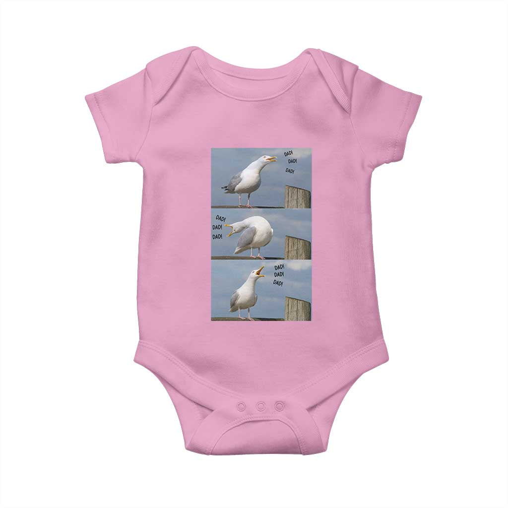Funny Seagull Papa Baby Onesie Fathers Day Gift Ocean Life Dad Graphic TS12 Light Pink Print Your Wear