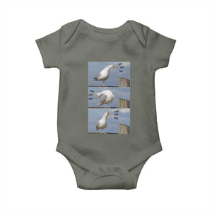 Funny Seagull Papa Baby Onesie Fathers Day Gift Ocean Life Dad Graphic TS12 Military Green Print Your Wear