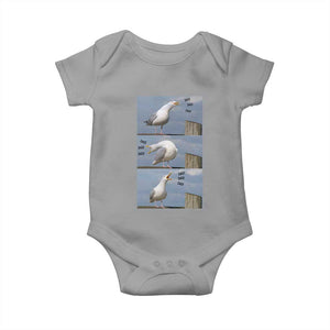 Funny Seagull Papa Baby Onesie Fathers Day Gift Ocean Life Dad Graphic TS12 Sport Gray Print Your Wear
