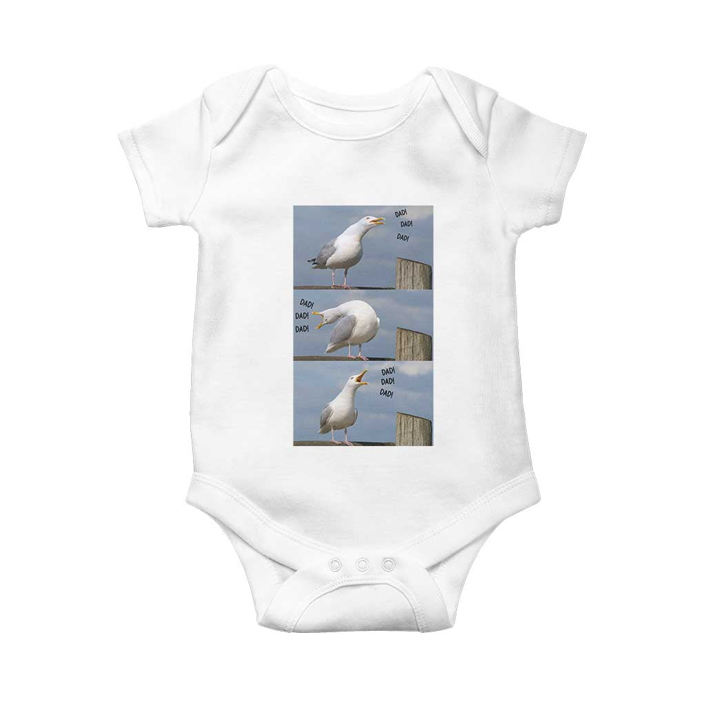 Funny Seagull Papa Baby Onesie Fathers Day Gift Ocean Life Dad Graphic TS12 White Print Your Wear