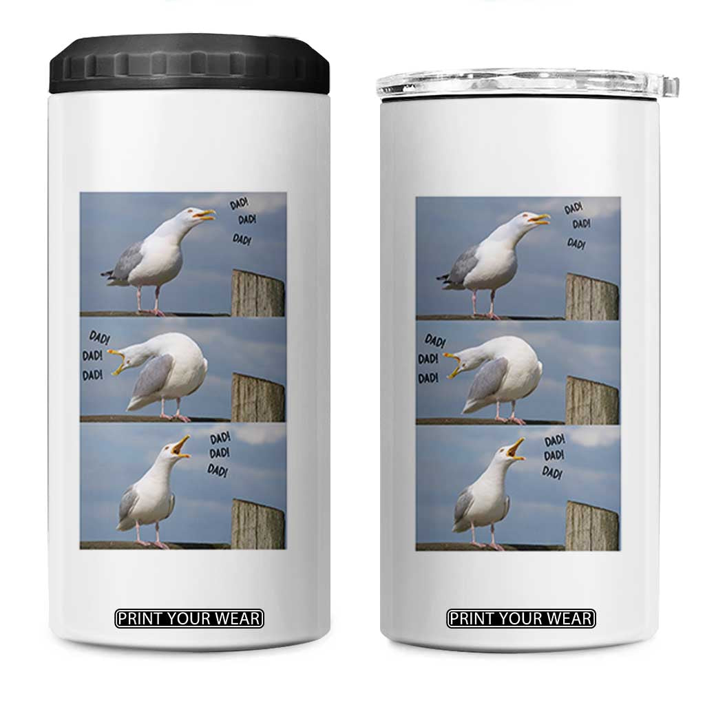 Funny Seagull Papa 4 in 1 Can Cooler Tumbler Fathers Day Gift Ocean Life Dad Graphic TS12 One Size: 16 oz White Print Your Wear