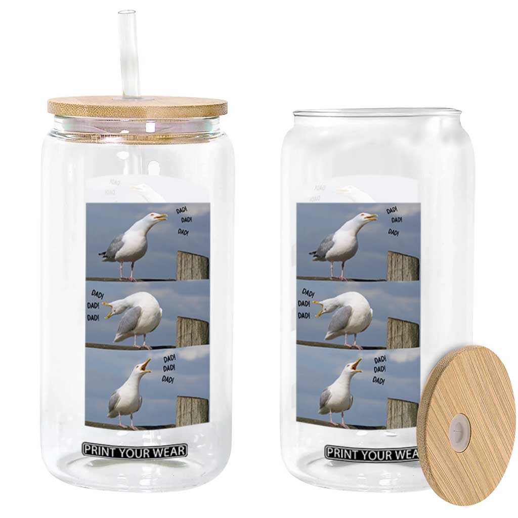 Funny Seagull Papa Glass Can Fathers Day Gift Ocean Life Dad Graphic TS12 Print Your Wear