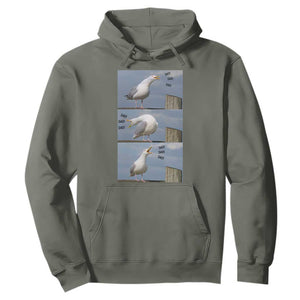 Funny Seagull Papa Hoodie Fathers Day Gift Ocean Life Dad Graphic TS12 Military Green Print Your Wear