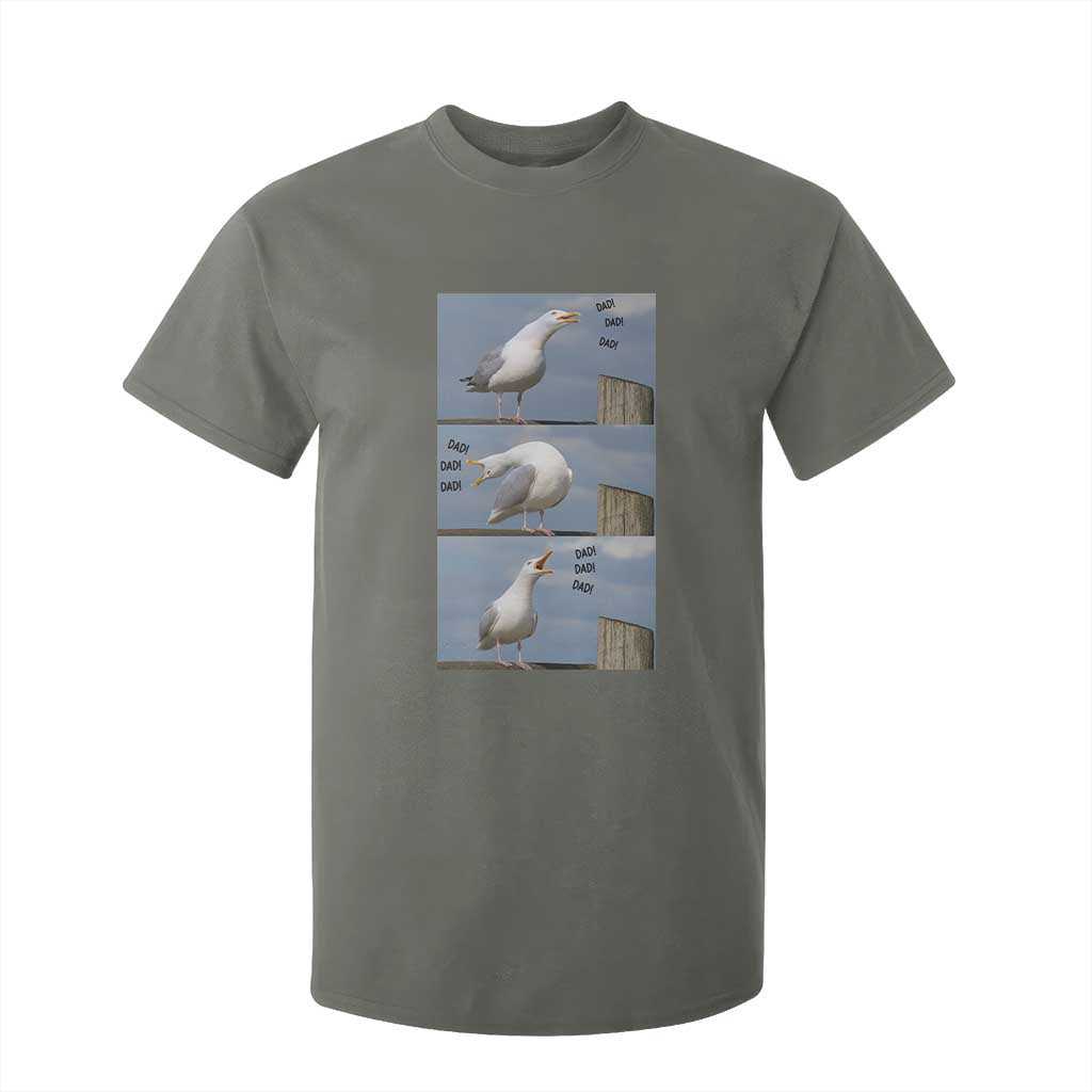 Funny Seagull Papa T Shirt For Kid Fathers Day Gift Ocean Life Dad Graphic TS12 Military Green Print Your Wear