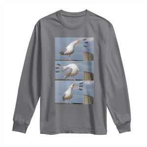 Funny Seagull Papa Long Sleeve Shirt Fathers Day Gift Ocean Life Dad Graphic TS12 Charcoal Print Your Wear