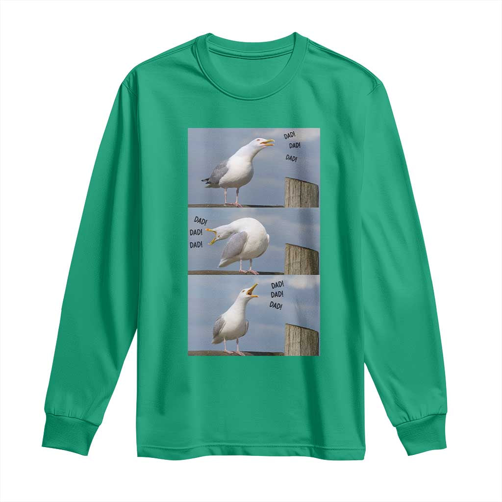 Funny Seagull Papa Long Sleeve Shirt Fathers Day Gift Ocean Life Dad Graphic TS12 Irish Green Print Your Wear
