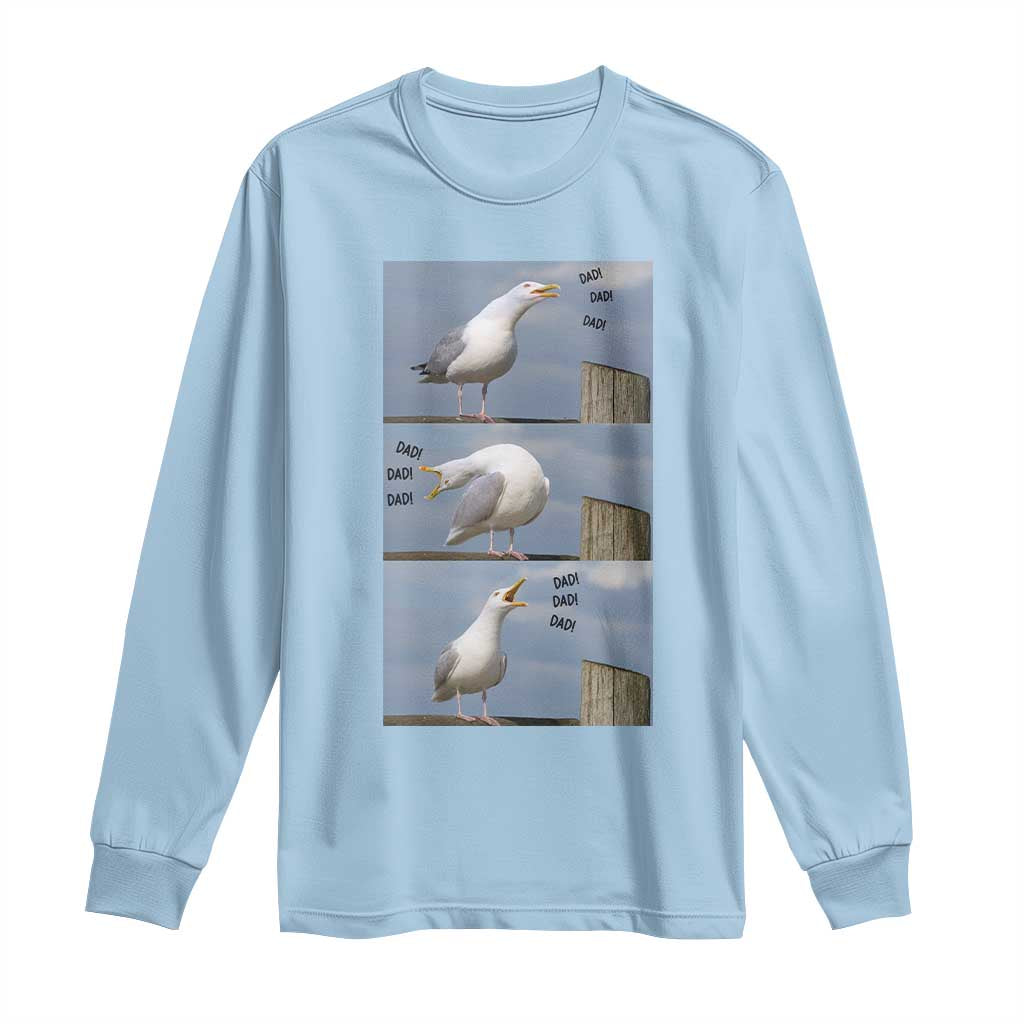Funny Seagull Papa Long Sleeve Shirt Fathers Day Gift Ocean Life Dad Graphic TS12 Light Blue Print Your Wear