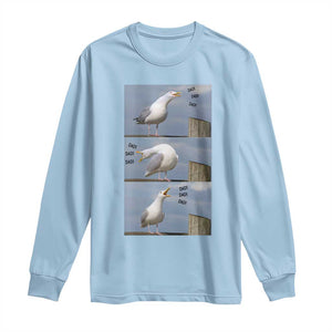 Funny Seagull Papa Long Sleeve Shirt Fathers Day Gift Ocean Life Dad Graphic TS12 Light Blue Print Your Wear