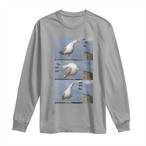 Funny Seagull Papa Long Sleeve Shirt Fathers Day Gift Ocean Life Dad Graphic TS12 Sport Gray Print Your Wear
