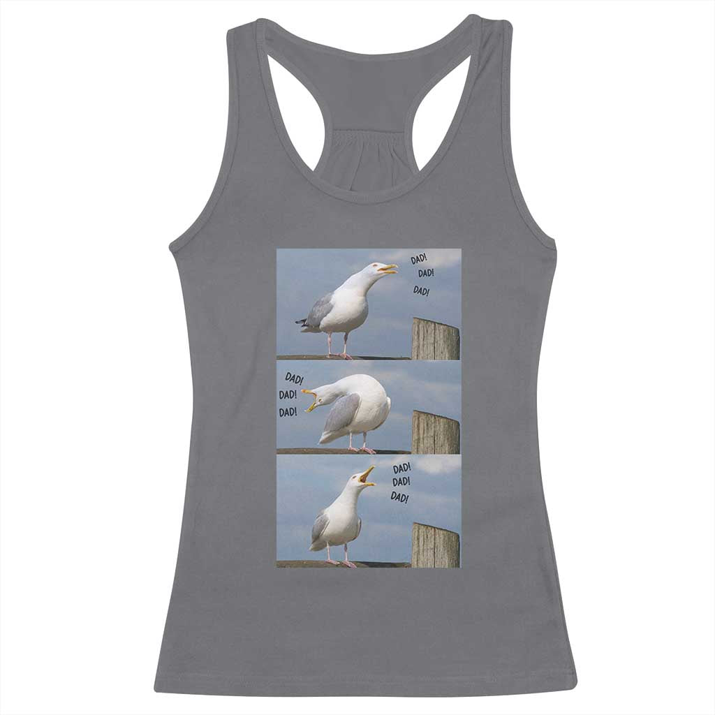 Funny Seagull Papa Racerback Tank Top Fathers Day Gift Ocean Life Dad Graphic TS12 Charcoal Print Your Wear