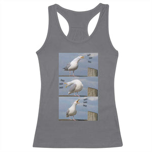 Funny Seagull Papa Racerback Tank Top Fathers Day Gift Ocean Life Dad Graphic TS12 Charcoal Print Your Wear