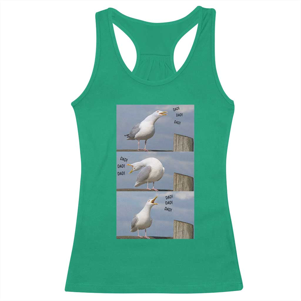 Funny Seagull Papa Racerback Tank Top Fathers Day Gift Ocean Life Dad Graphic TS12 Irish Green Print Your Wear