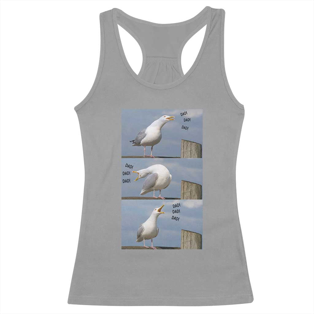 Funny Seagull Papa Racerback Tank Top Fathers Day Gift Ocean Life Dad Graphic TS12 Sport Gray Print Your Wear