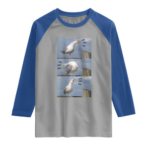 Funny Seagull Papa Raglan Shirt Fathers Day Gift Ocean Life Dad Graphic TS12 Sport Gray Royal Print Your Wear