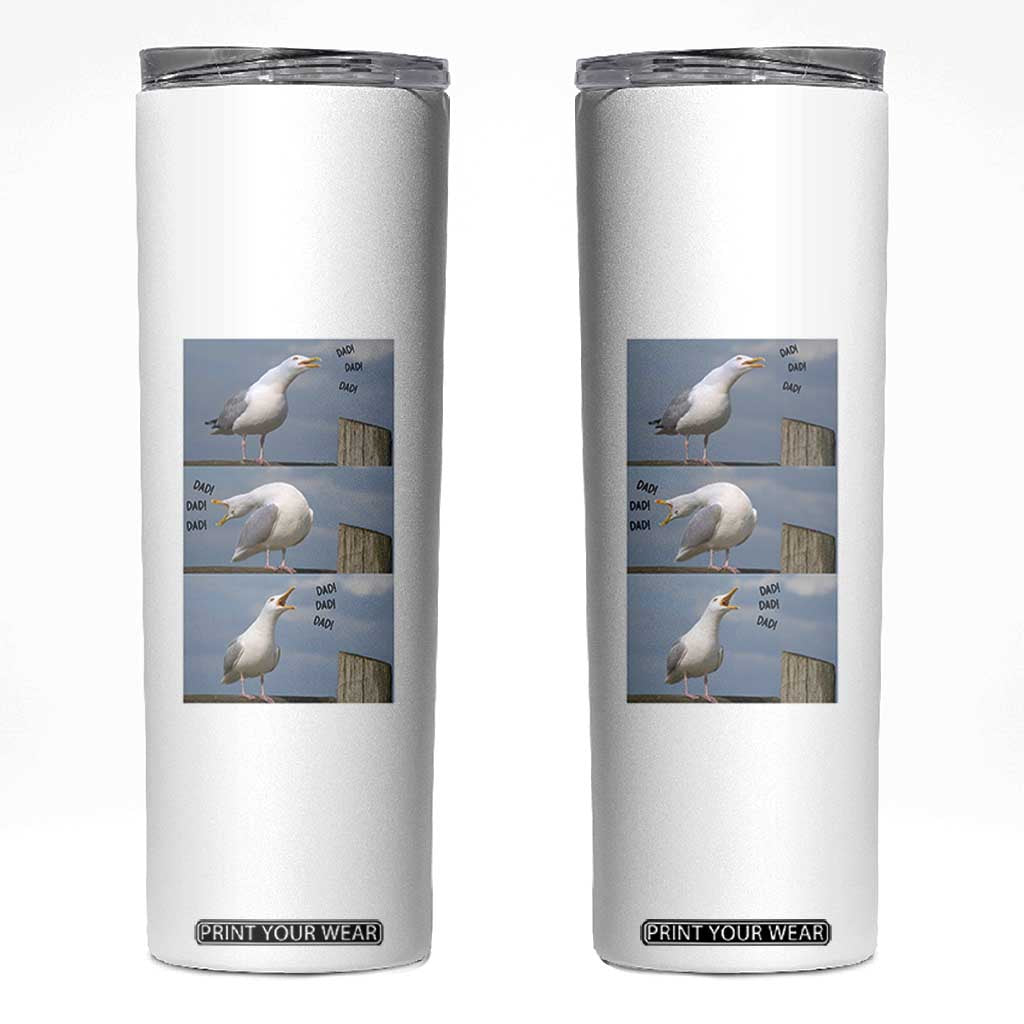 Funny Seagull Papa Skinny Tumbler Fathers Day Gift Ocean Life Dad Graphic TS12 White Print Your Wear