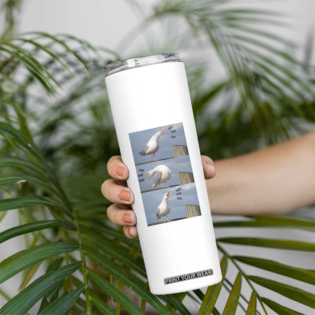 Funny Seagull Papa Skinny Tumbler Fathers Day Gift Ocean Life Dad Graphic TS12 Print Your Wear