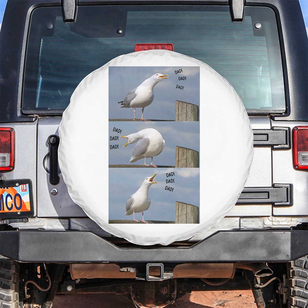 Funny Seagull Papa Spare Tire Cover Fathers Day Gift Ocean Life Dad Graphic TS12 No hole White Print Your Wear