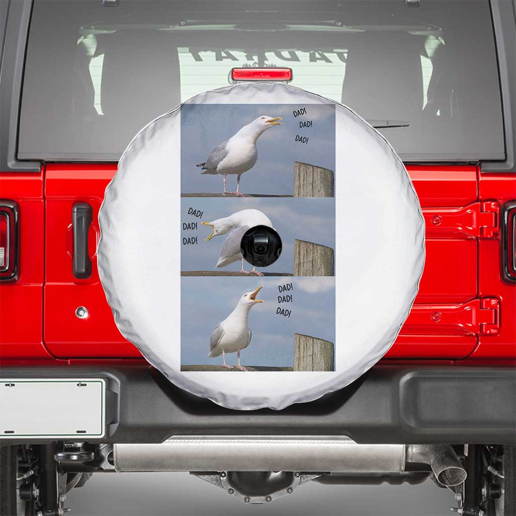 Funny Seagull Papa Spare Tire Cover Fathers Day Gift Ocean Life Dad Graphic TS12 White Print Your Wear