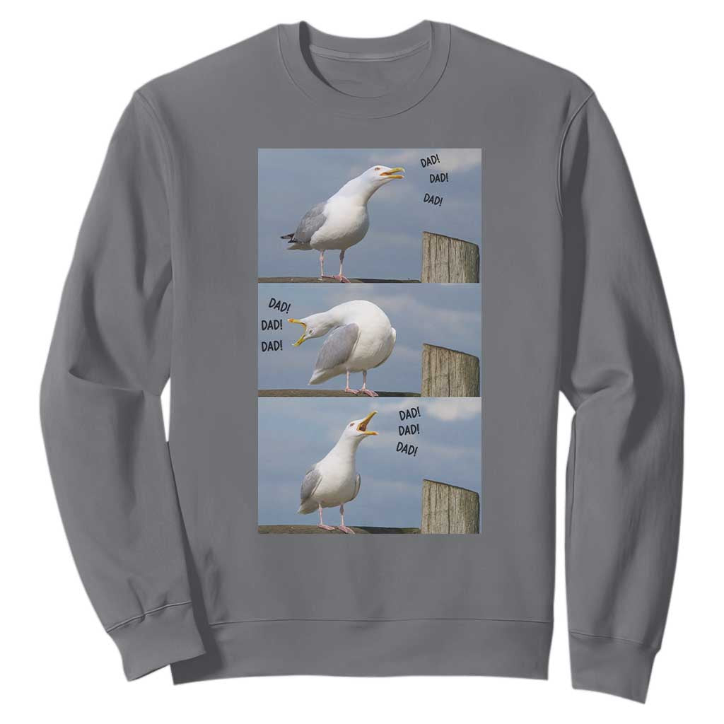 Funny Seagull Papa Sweatshirt Fathers Day Gift Ocean Life Dad Graphic TS12 Charcoal Print Your Wear