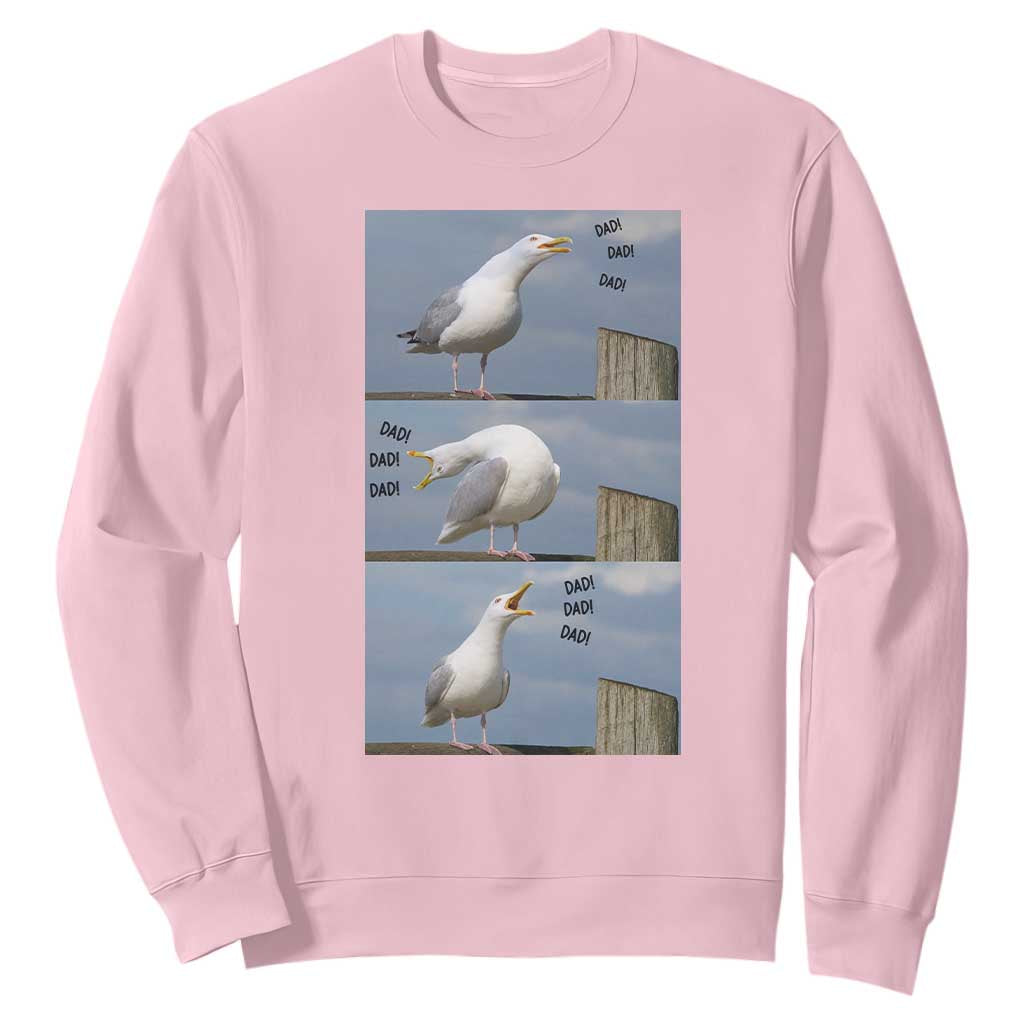 Funny Seagull Papa Sweatshirt Fathers Day Gift Ocean Life Dad Graphic TS12 Light Pink Print Your Wear