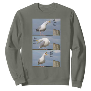 Funny Seagull Papa Sweatshirt Fathers Day Gift Ocean Life Dad Graphic TS12 Military Green Print Your Wear