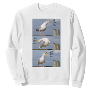 Funny Seagull Papa Sweatshirt Fathers Day Gift Ocean Life Dad Graphic TS12 White Print Your Wear