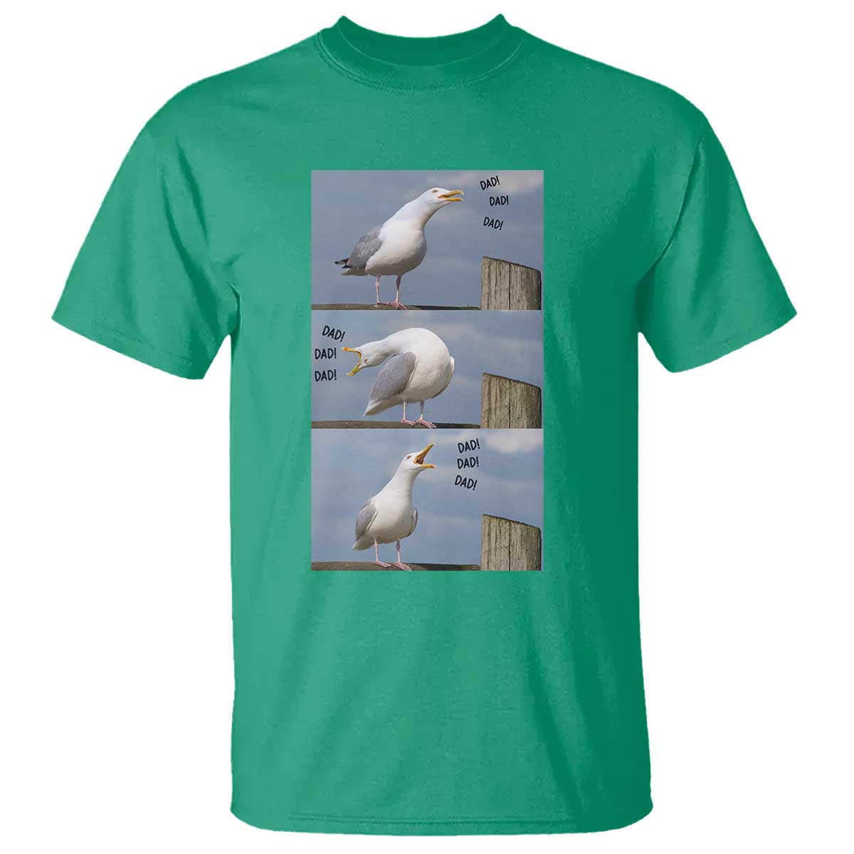 Funny Seagull Papa T Shirt Fathers Day Gift Ocean Life Dad Graphic TS12 Irish Green Print Your Wear