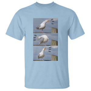 Funny Seagull Papa T Shirt Fathers Day Gift Ocean Life Dad Graphic TS12 Light Blue Print Your Wear