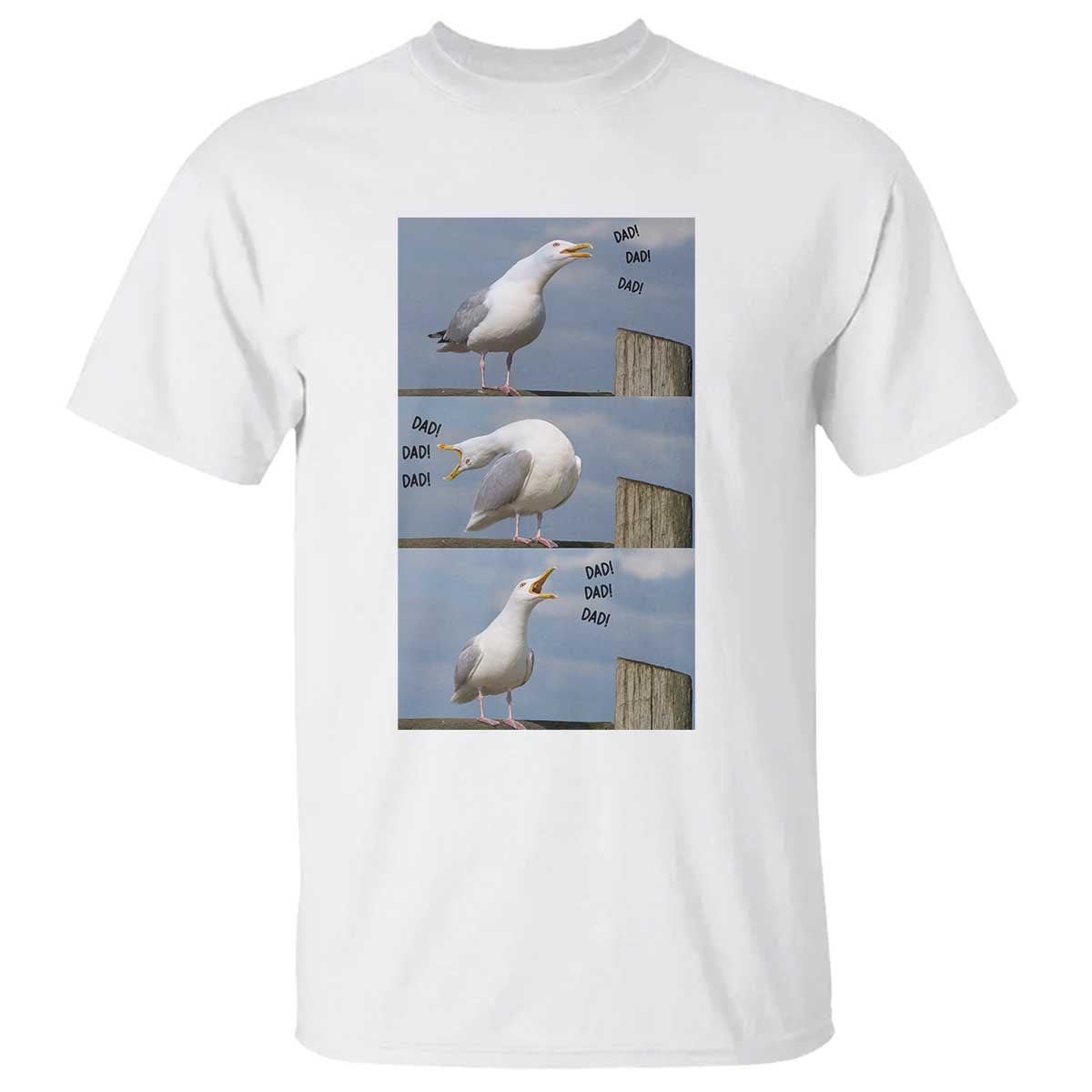 Funny Seagull Papa T Shirt Fathers Day Gift Ocean Life Dad Graphic TS12 White Print Your Wear