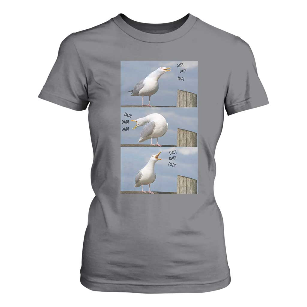 Funny Seagull Papa T Shirt For Women Fathers Day Gift Ocean Life Dad Graphic TS12 Charcoal Print Your Wear