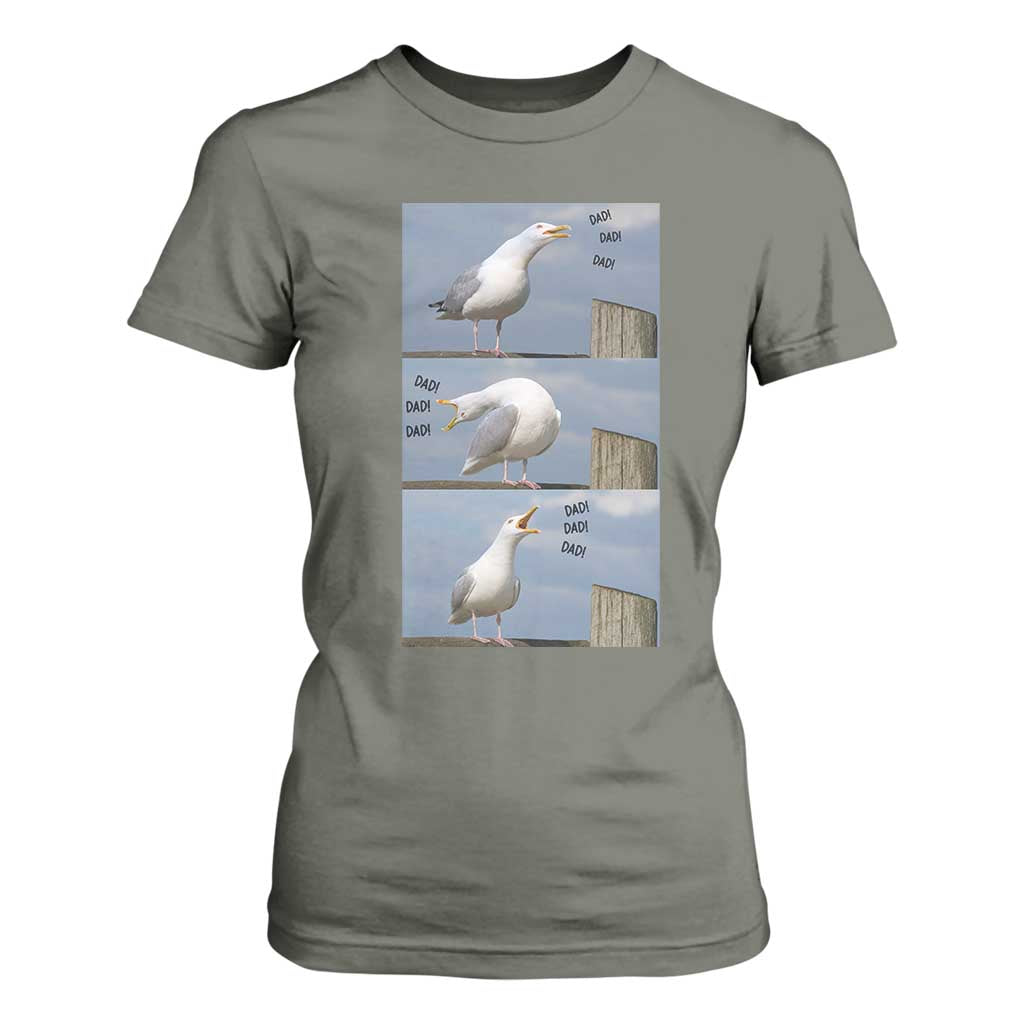 Funny Seagull Papa T Shirt For Women Fathers Day Gift Ocean Life Dad Graphic TS12 Military Green Print Your Wear