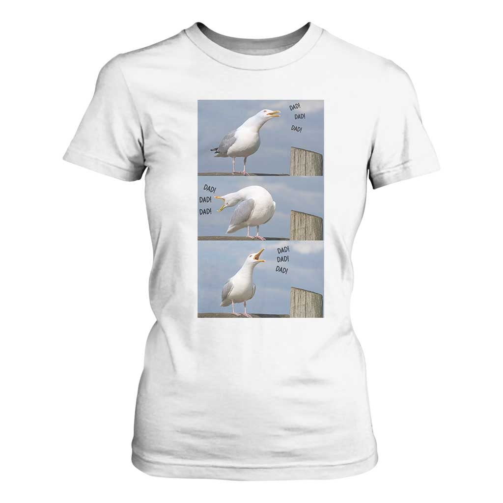 Funny Seagull Papa T Shirt For Women Fathers Day Gift Ocean Life Dad Graphic TS12 White Print Your Wear
