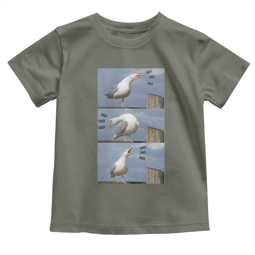 Funny Seagull Papa Toddler T Shirt Fathers Day Gift Ocean Life Dad Graphic TS12 Military Green Print Your Wear