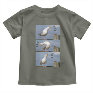 Funny Seagull Papa Toddler T Shirt Fathers Day Gift Ocean Life Dad Graphic TS12 Military Green Print Your Wear