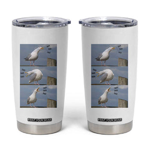 Funny Seagull Papa Tumbler Cup Fathers Day Gift Ocean Life Dad Graphic TS12 White Print Your Wear