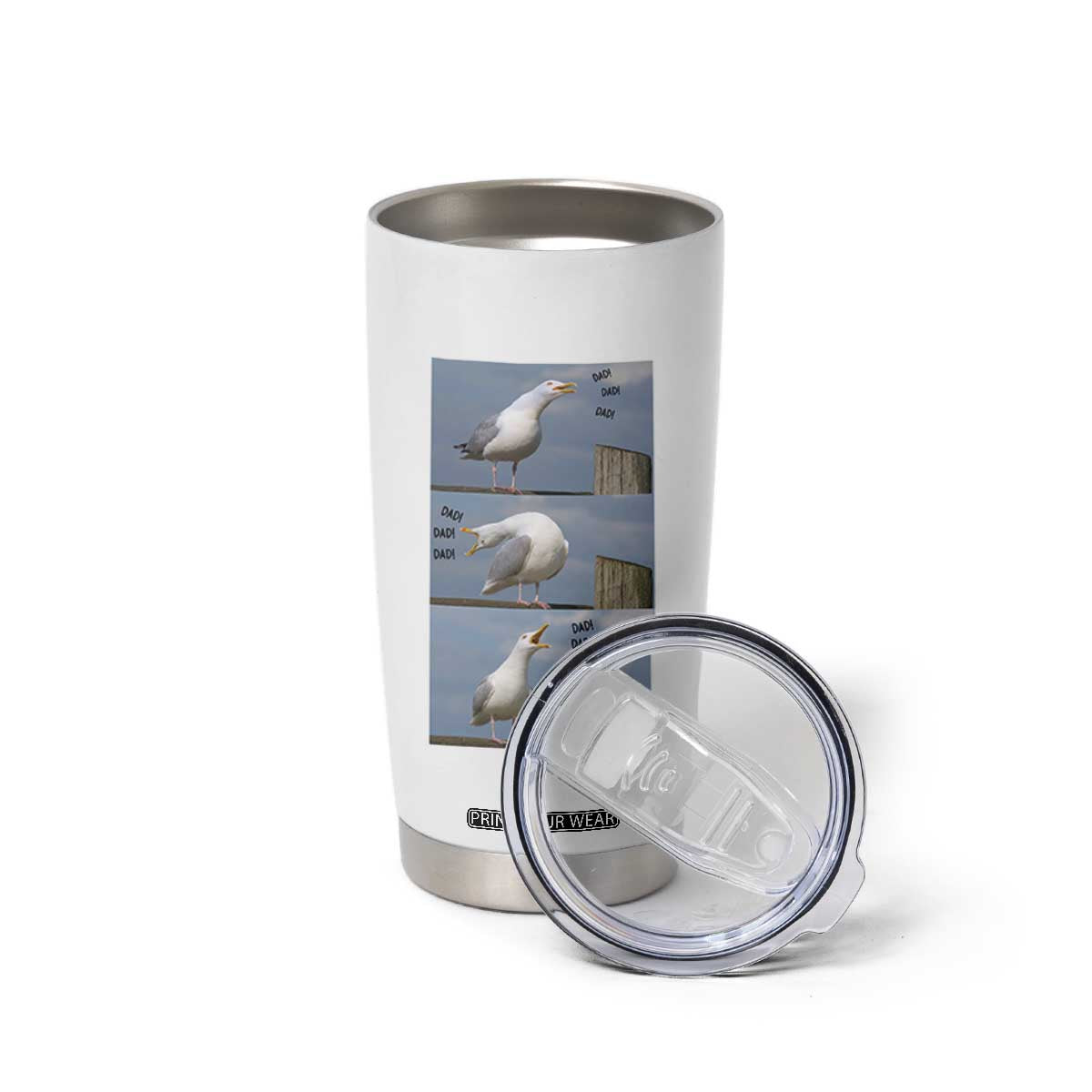 Funny Seagull Papa Tumbler Cup Fathers Day Gift Ocean Life Dad Graphic TS12 Print Your Wear