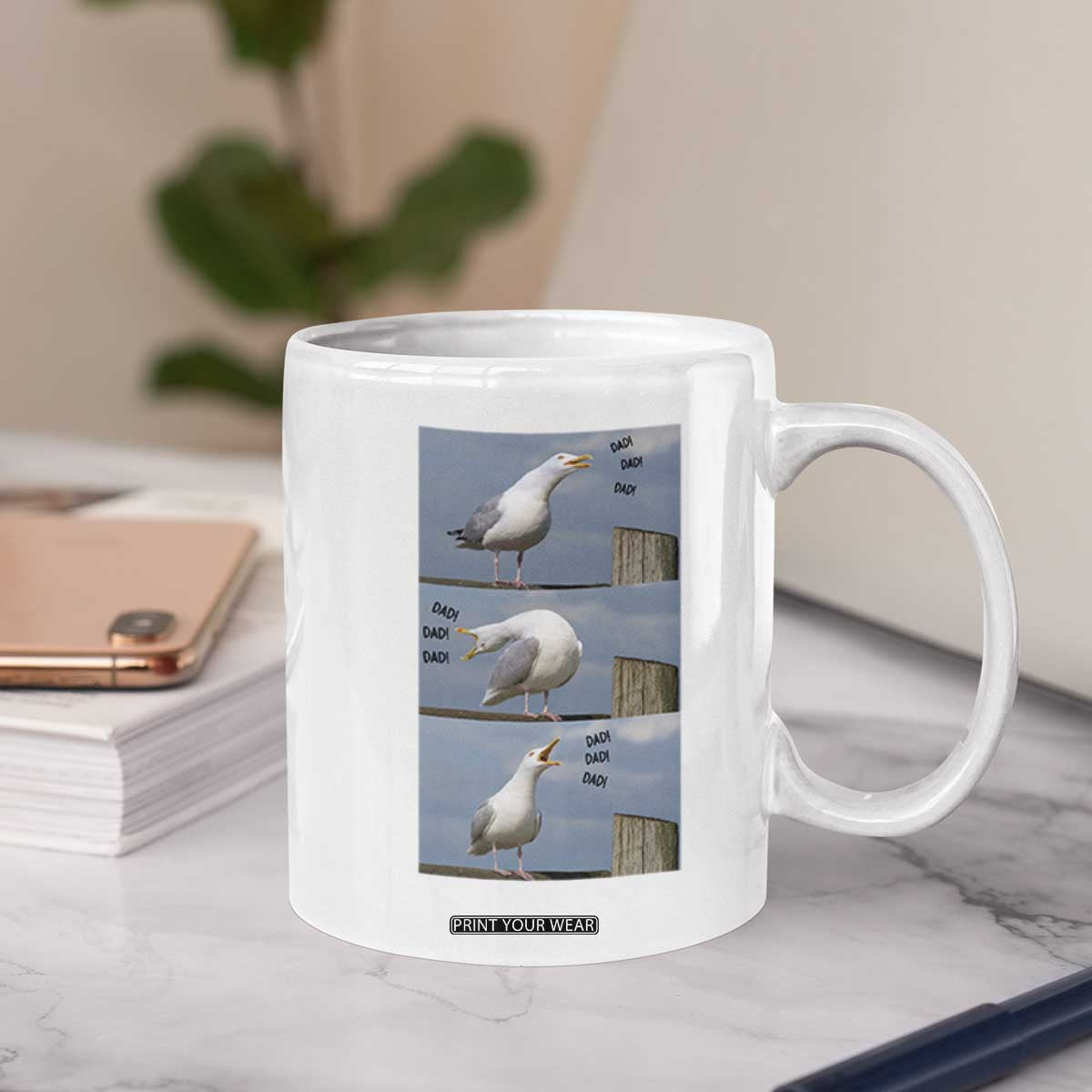 Funny Seagull Papa Coffee Mug Fathers Day Gift Ocean Life Dad Graphic TS12 Print Your Wear