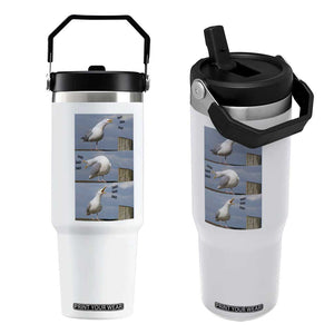 Funny Seagull Papa Flip Straw Tumbler Fathers Day Gift Ocean Life Dad Graphic TS12 One Size: 30 oz White Print Your Wear