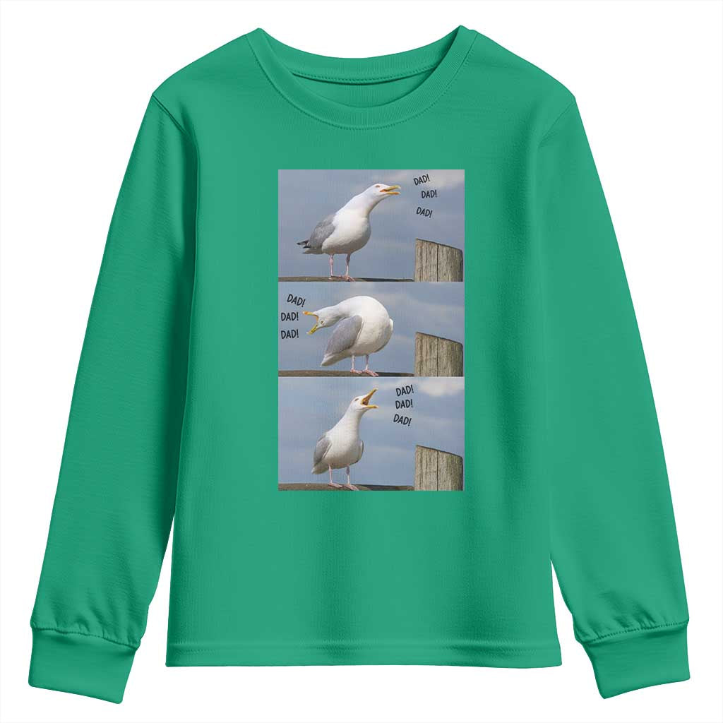 Funny Seagull Papa Youth Sweatshirt Fathers Day Gift Ocean Life Dad Graphic TS12 Irish Green Print Your Wear