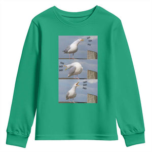 Funny Seagull Papa Youth Sweatshirt Fathers Day Gift Ocean Life Dad Graphic TS12 Irish Green Print Your Wear