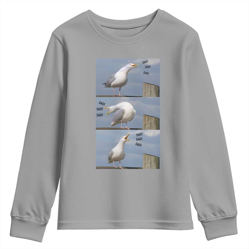 Funny Seagull Papa Youth Sweatshirt Fathers Day Gift Ocean Life Dad Graphic TS12 Sport Gray Print Your Wear
