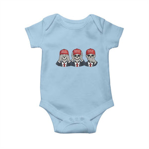 See No Crimes Hear No Truth Speak No Facts Baby Onesie Skeleton Political Satire Graphic TS12 Light Blue Print Your Wear